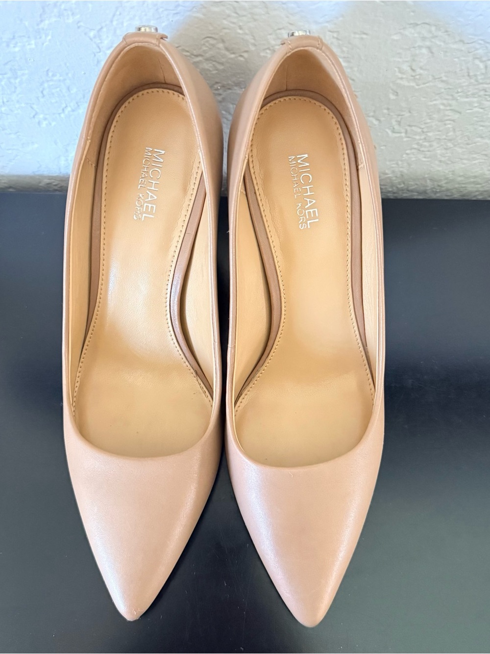 Michael Kors Beige Pointed-Toe Leather Pumps